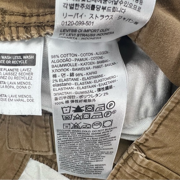 Levi's 502 Taper Slim Hybrid Tan Cotton Blend Ripstop 6-Pocket Stretch Cargos - Picture 6 of 8